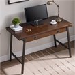 Pemberly Row Wood Computer Desk in Walnut and Foundry Bronze