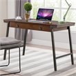Pemberly Row Wood Computer Desk in Walnut and Foundry Bronze