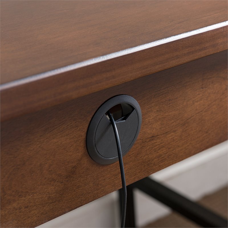Pemberly Row Wood Computer Desk in Walnut and Foundry Bronze