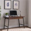 Pemberly Row Wood Computer Desk in Walnut and Foundry Bronze