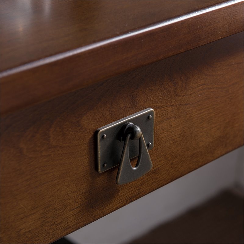 Pemberly Row Wood Computer Desk in Walnut and Foundry Bronze