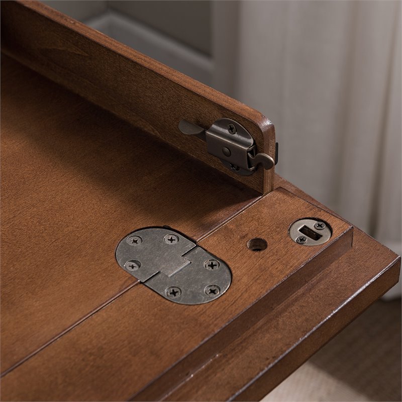 Pemberly Row Wood Computer Desk in Walnut and Foundry Bronze