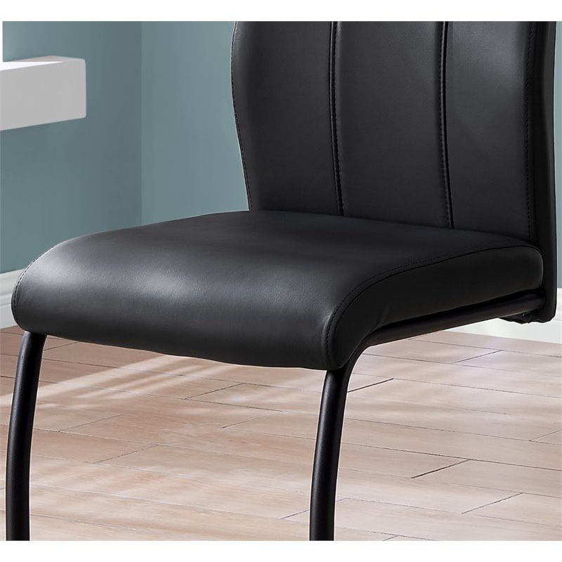 Pemberly Row Set Of 2 Side Upholstered Kitchen Pu Leather Dining Chairs in Black