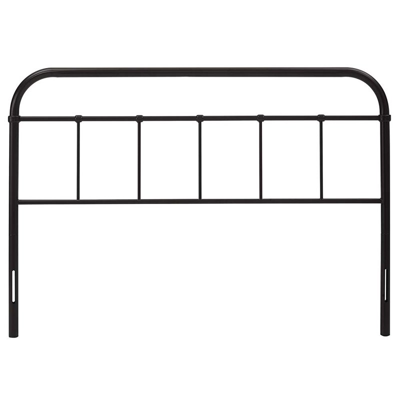 Pemberly Row Modern Steel Metal Spindle Queen Headboard in Brown