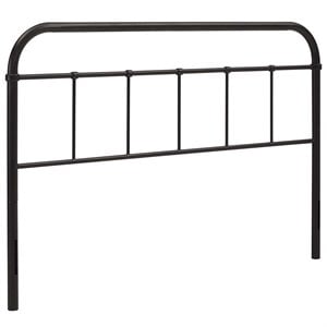 Pemberly Row Modern Steel Metal Spindle Queen Headboard in Brown