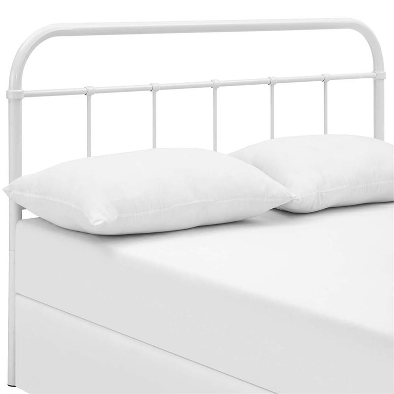 Pemberly Row King Powder Coated Steel Headboard in White Finish