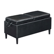 Pemberly Row Modern Storage Ottoman with Trays in Black Vinyl