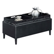 Pemberly Row Modern Storage Ottoman with Trays in Black Vinyl