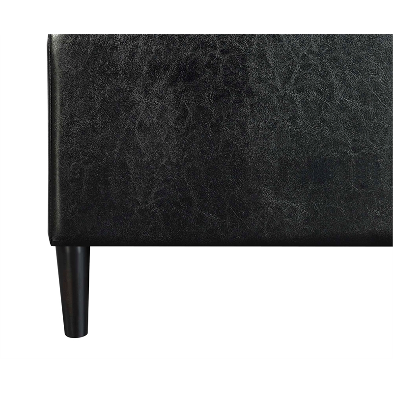 Pemberly Row Modern Storage Ottoman with Trays in Black Vinyl