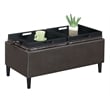 Pemberly Row Storage Ottoman with Trays in Espresso Vinyl Fabric