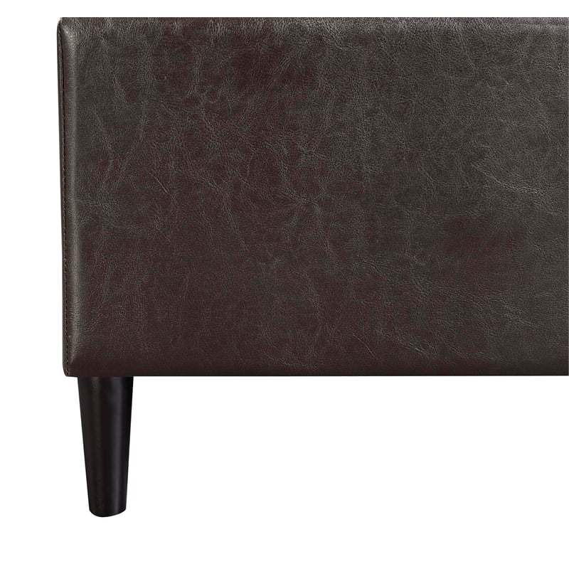 Pemberly Row Storage Ottoman with Trays in Espresso Vinyl Fabric
