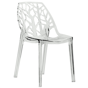 Pemberly Row Modern Plastic Dining Side Chair in Clear Finish