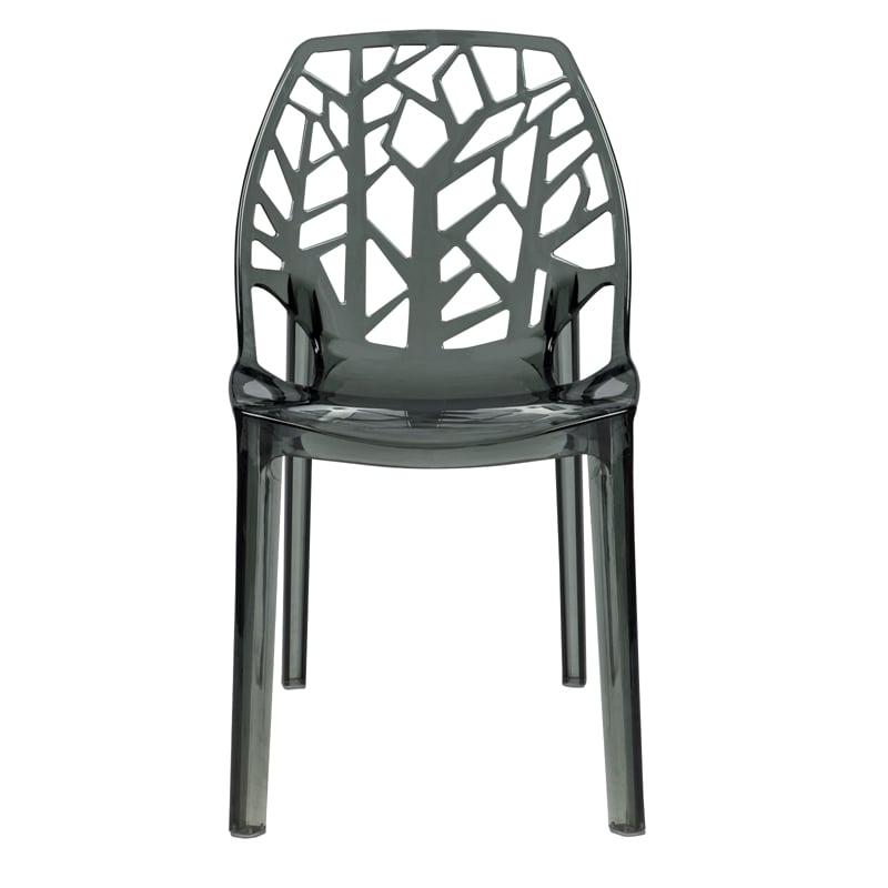 Pemberly Row Modern Plastic Dining Side Chair in Black Finish