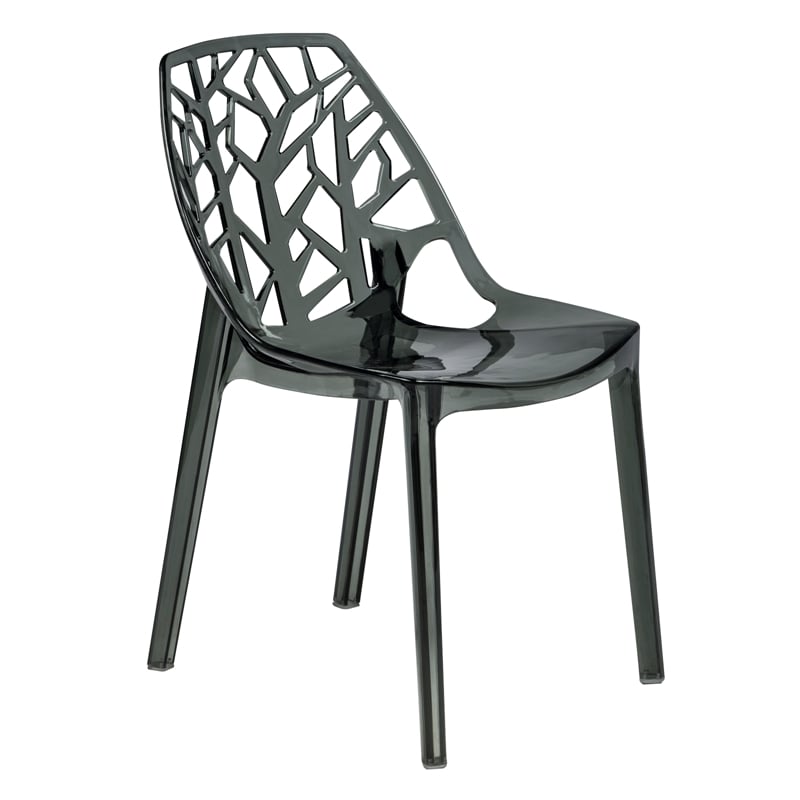 Pemberly Row Modern Plastic Dining Side Chair in Black Finish