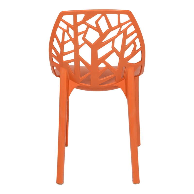 Pemberly Row Modern Plastic Dining Side Chair in Solid Orange