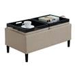 Pemberly Row Modern Storage Ottoman With Trays in Beige Fabric