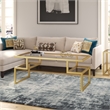 Pemberly Row Metal Hollywood Gold Coffee Table with Glass Top