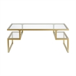 Pemberly Row Metal Hollywood Gold Coffee Table with Glass Top