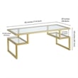 Pemberly Row Metal Hollywood Gold Coffee Table with Glass Top