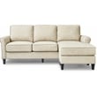 Pemberly Row Contemporary Soft Fabric Upholstered Roll Arm Sectional in Cream