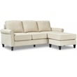Pemberly Row Contemporary Soft Fabric Upholstered Roll Arm Sectional in Cream