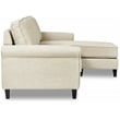 Pemberly Row Contemporary Soft Fabric Upholstered Roll Arm Sectional in Cream