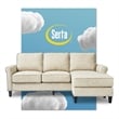 Pemberly Row Contemporary Soft Fabric Upholstered Roll Arm Sectional in Cream