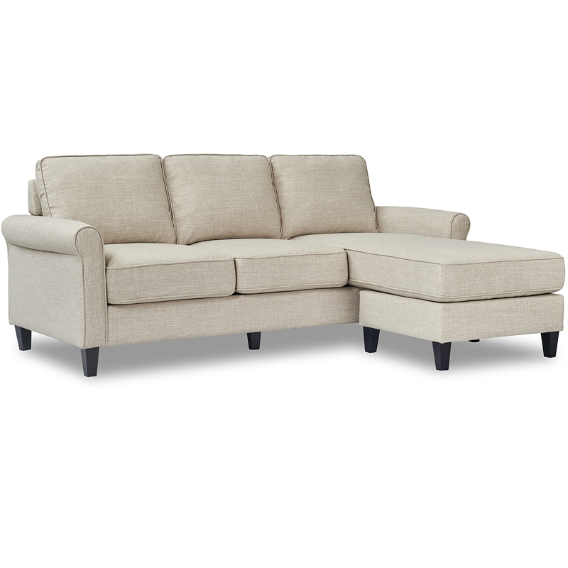Pemberly Row Contemporary Roll Arm Sectional Light Gray Finish