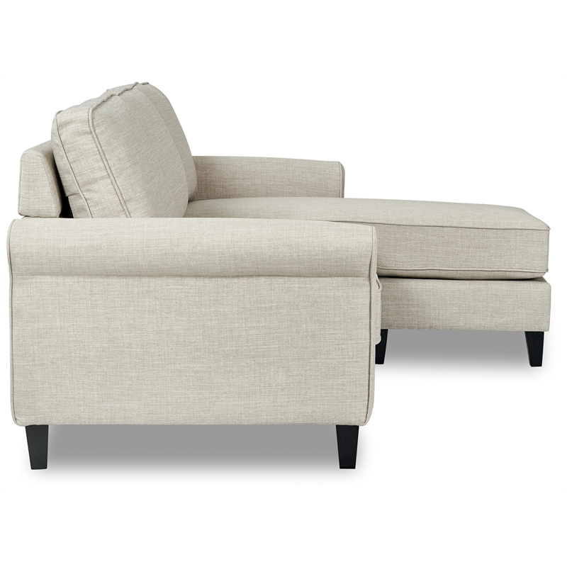 Pemberly Row Contemporary Roll Arm Sectional Light Gray Finish