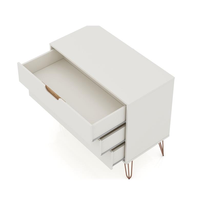 Pemberly Row Modern 3-Drawer Wood Dresser in Off White / Natural