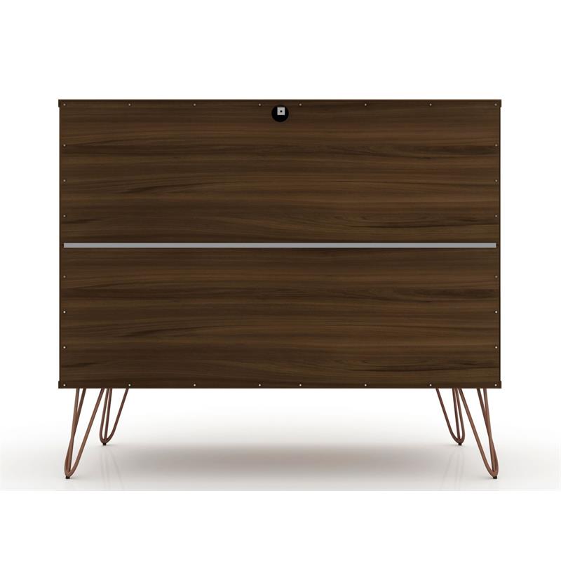 Pemberly Row Contemporary 3-Drawer Wood Dresser in Brown Finish