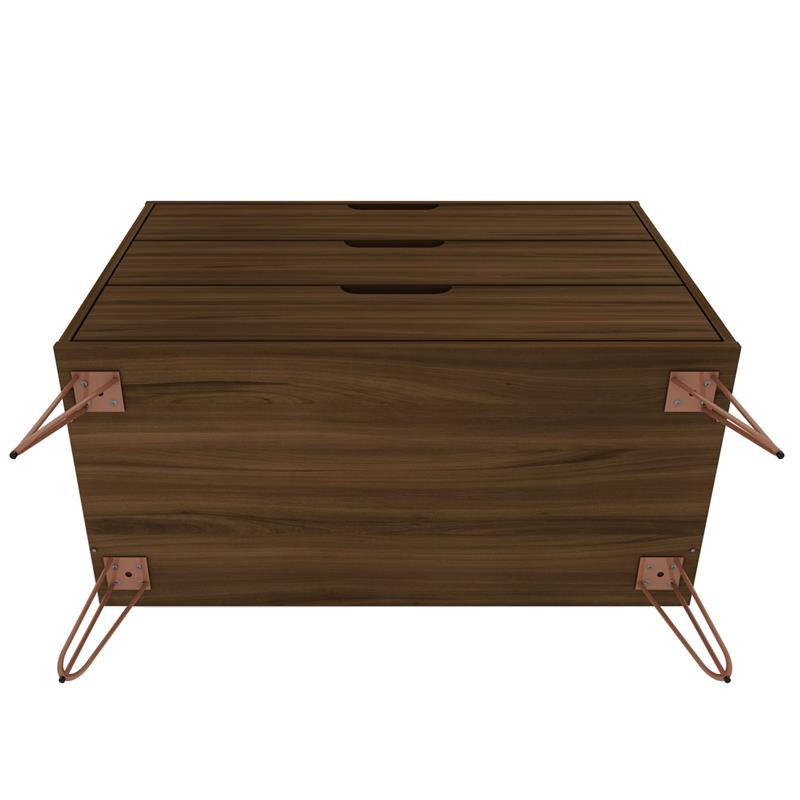 Pemberly Row Contemporary 3-Drawer Wood Dresser in Brown Finish
