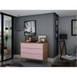 Pemberly Row Contemporary 3-Drawer Wood Dresser in Rose Pink