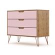 Pemberly Row Contemporary 3-Drawer Wood Dresser in Rose Pink
