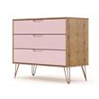 Pemberly Row Contemporary 3-Drawer Wood Dresser in Rose Pink