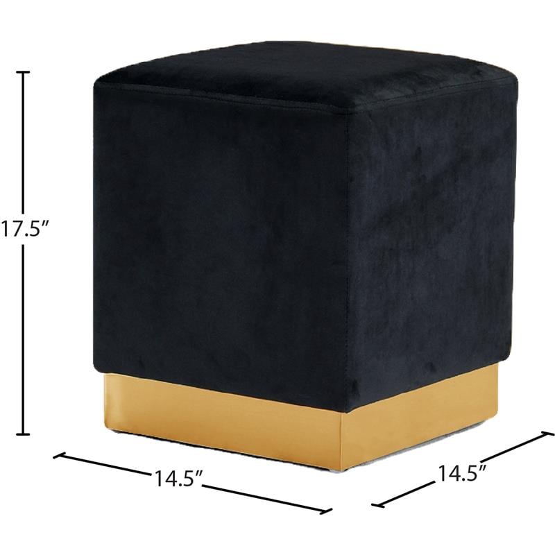 Pemberly Row Contemporary Velvet Ottoman / Stool in Black Finish