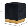 Pemberly Row Contemporary Velvet Ottoman / Stool in Black Finish