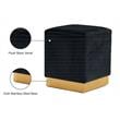 Pemberly Row Contemporary Velvet Ottoman / Stool in Black Finish