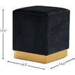 Pemberly Row Contemporary Velvet Ottoman / Stool in Black Finish