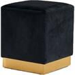 Pemberly Row Contemporary Velvet Ottoman / Stool in Black Finish