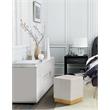 Pemberly Row Contemporary Velvet Ottoman / Stool in Cream Finish