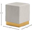 Pemberly Row Contemporary Velvet Ottoman / Stool in Cream Finish