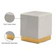 Pemberly Row Contemporary Velvet Ottoman / Stool in Cream Finish