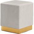 Pemberly Row Contemporary Velvet Ottoman / Stool in Cream Finish