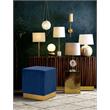 Pemberly Row Contemporary Velvet Ottoman / Stool in Navy Finish