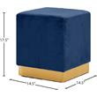 Pemberly Row Contemporary Velvet Ottoman / Stool in Navy Finish