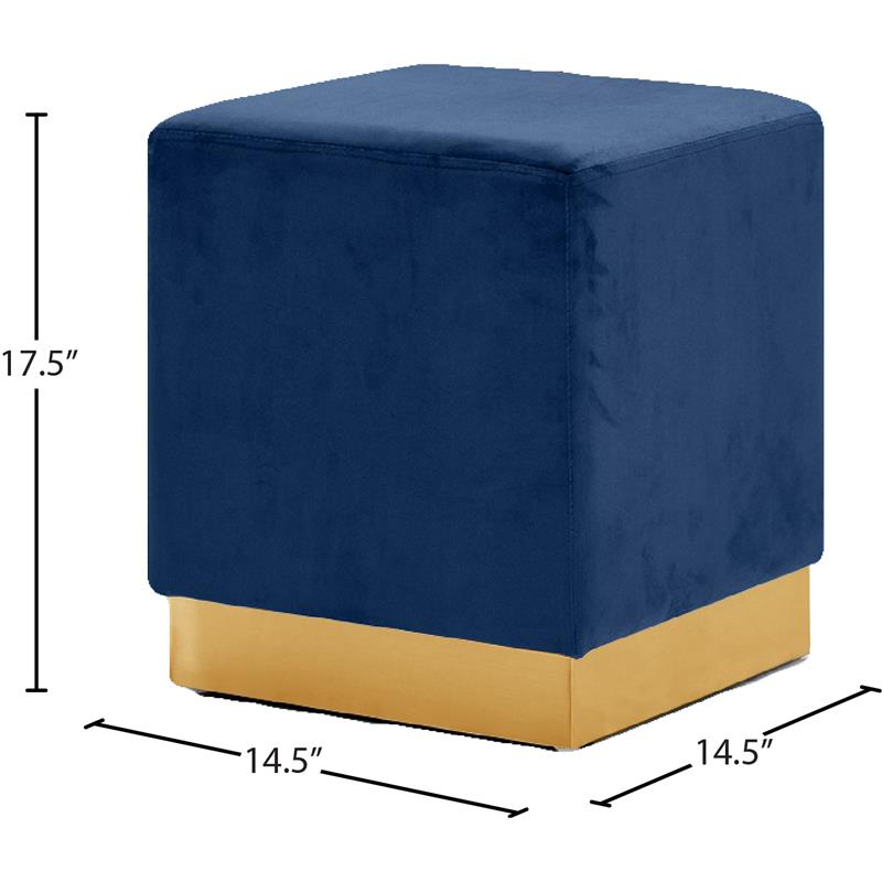 Pemberly Row Contemporary Velvet Ottoman / Stool in Navy Finish