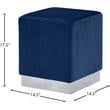 Pemberly Row Contemporary Velvet Ottoman / Stool in Navy Finish