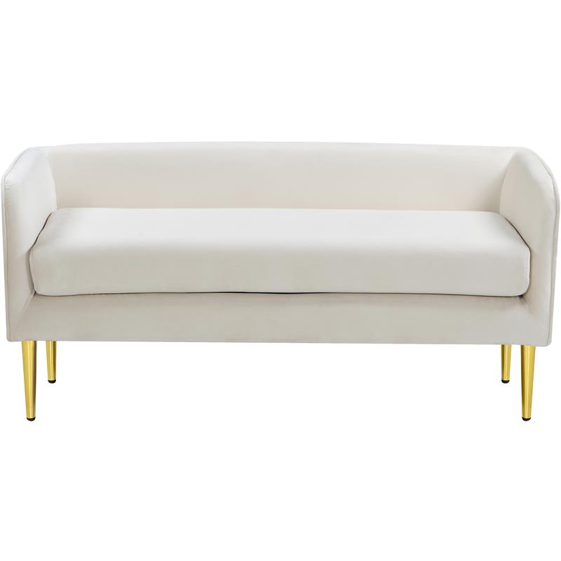 Pemberly Row Contemporary Upholstered Cream Finish Velvet Bench
