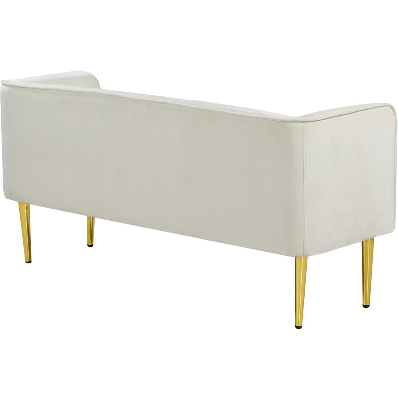 Pemberly Row Contemporary Upholstered Cream Finish Velvet Bench